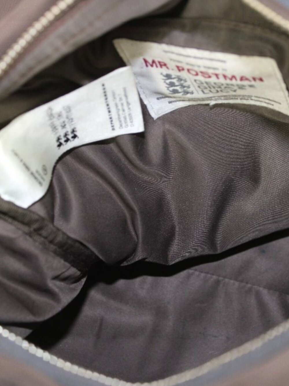 George Gina & Lucy Mr. Postman Brown Nylon Gray Canvas Messenger Satchel - Picture 9 of 9